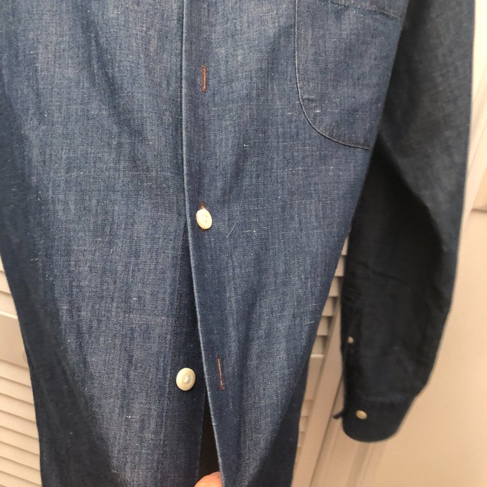 Peter Millar Navy Chambray Button Down Shirt - image 6